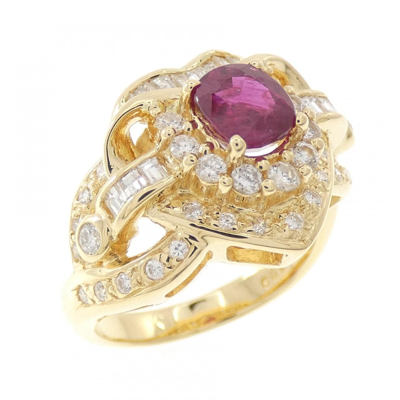 K18YG ハート ルビー リング 1.08CT