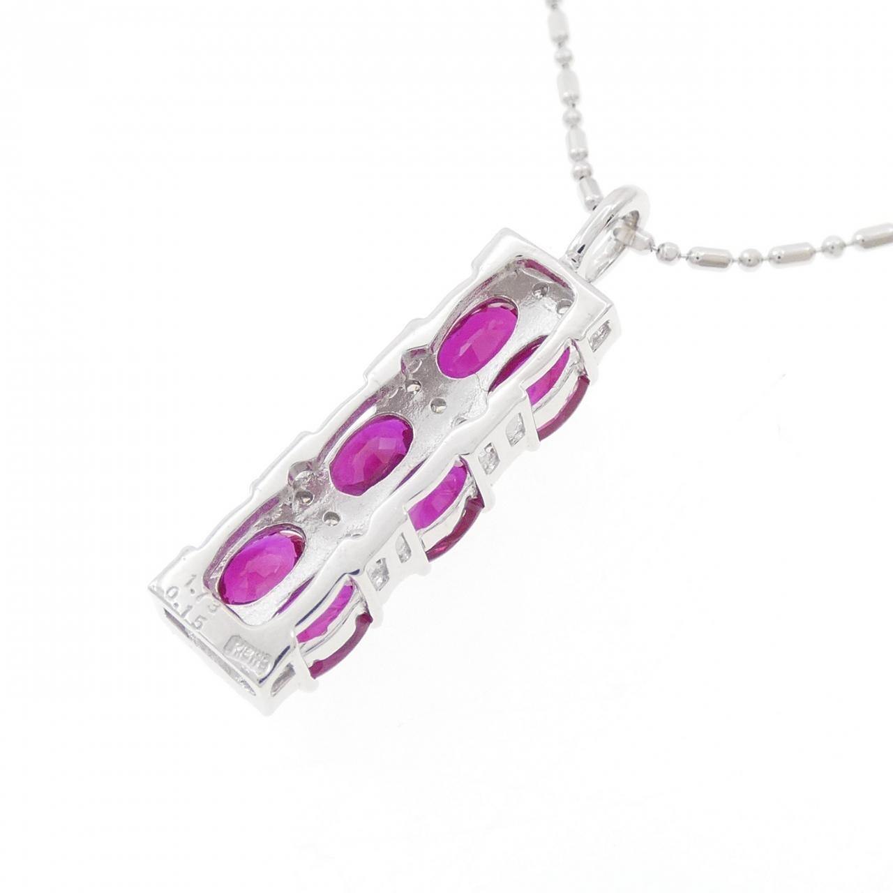 K18WG ルビー ネックレス 1.73CT