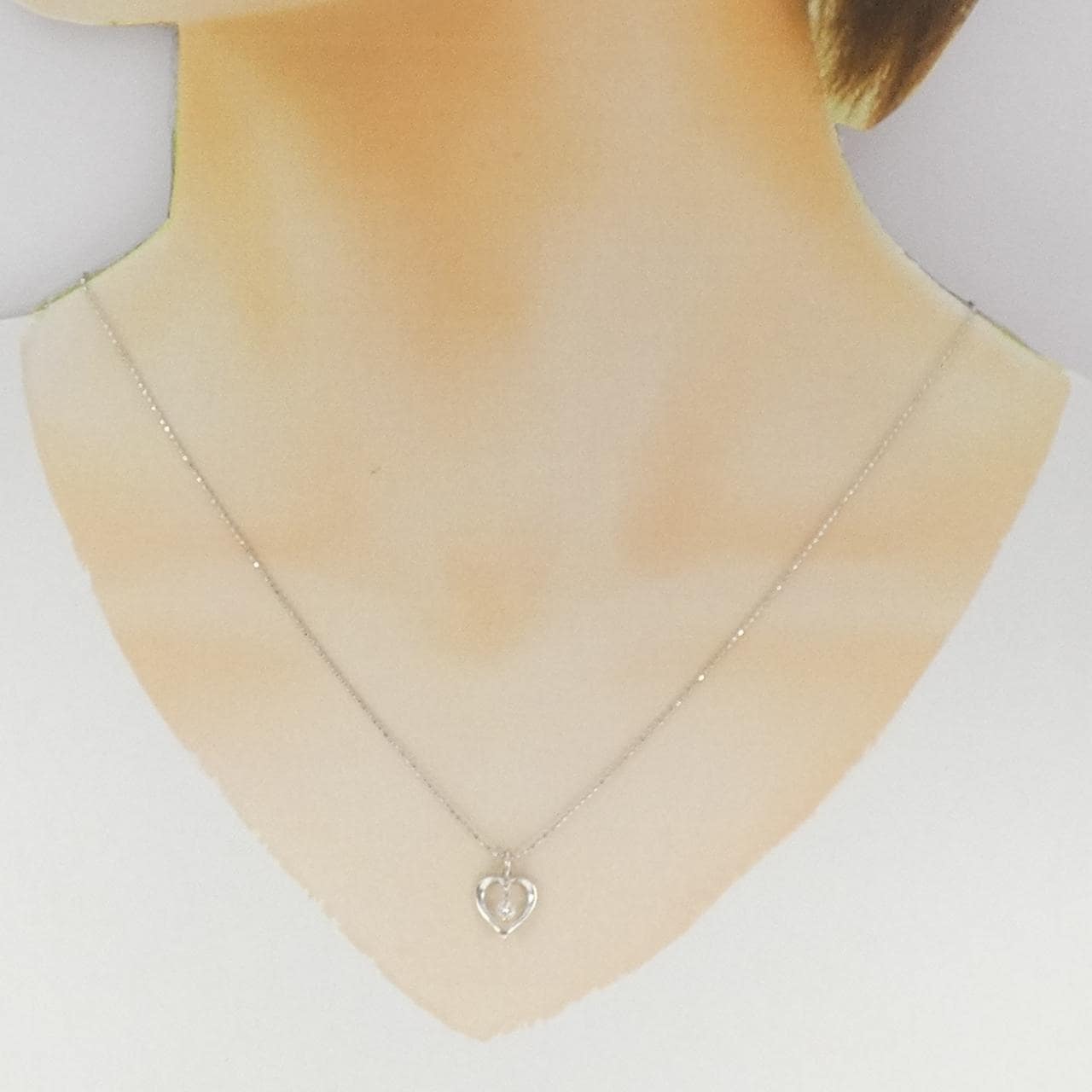 K18WG/750WG ハート ダイヤモンド ネックレス 0.10CT