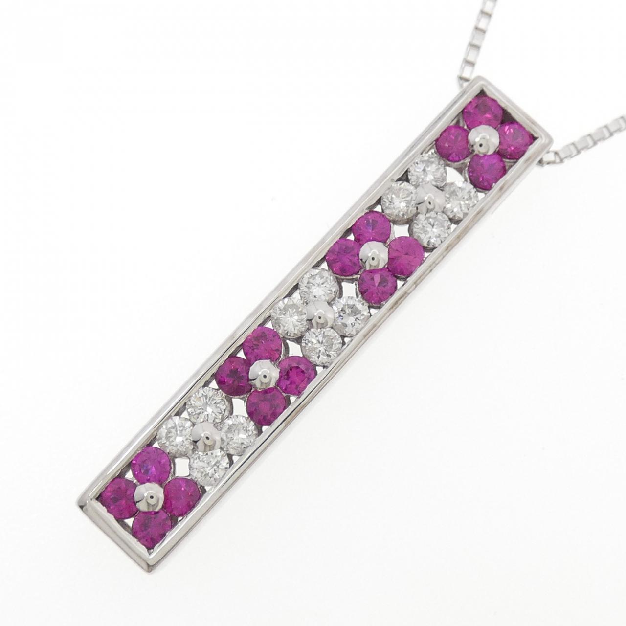 K18WG ルビー ネックレス 1.20CT