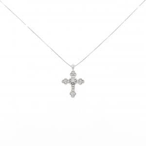 K14WG/K10WG クロス ダイヤモンド ネックレス 0.13CT