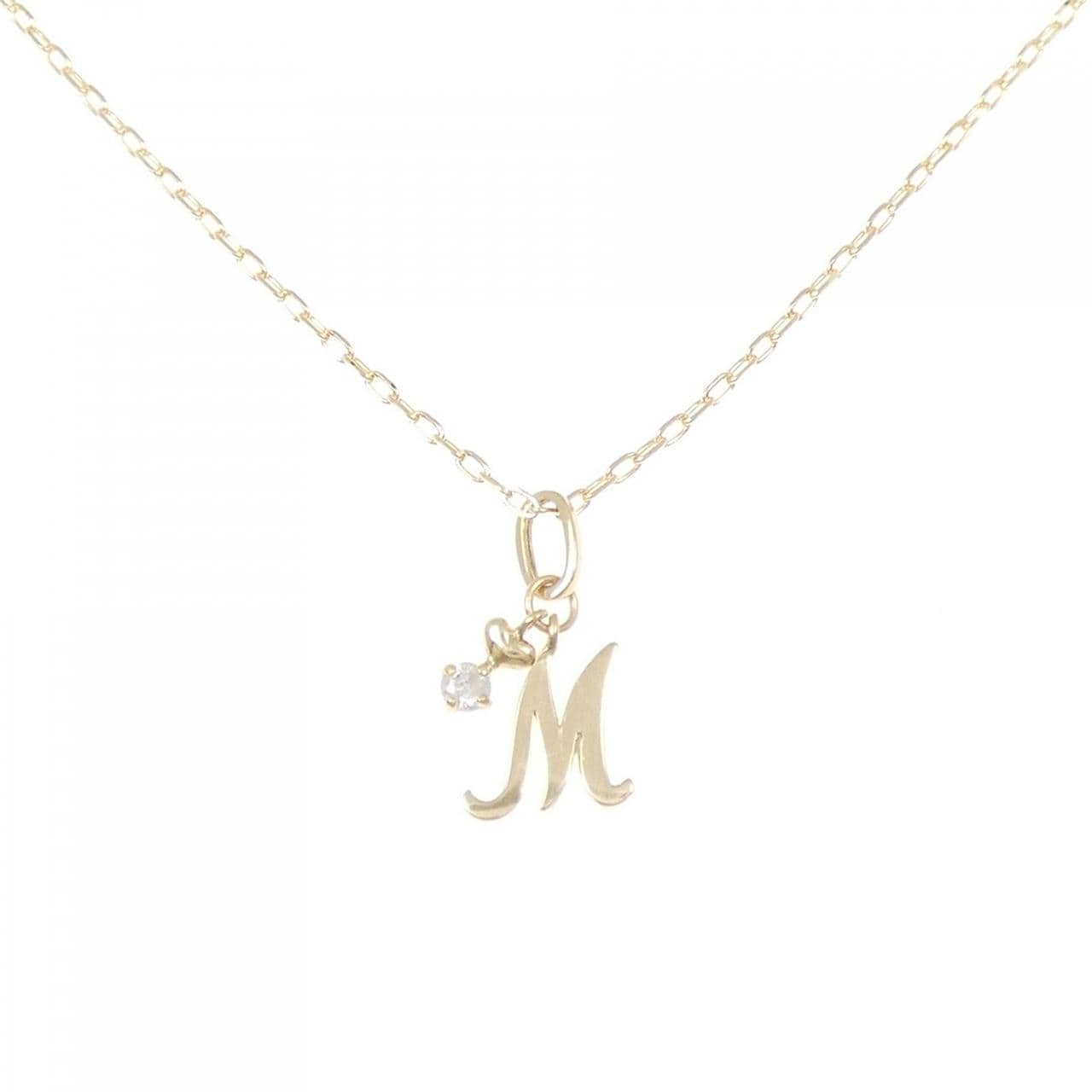 K18YG イニシャルM ダイヤモンド ネックレス