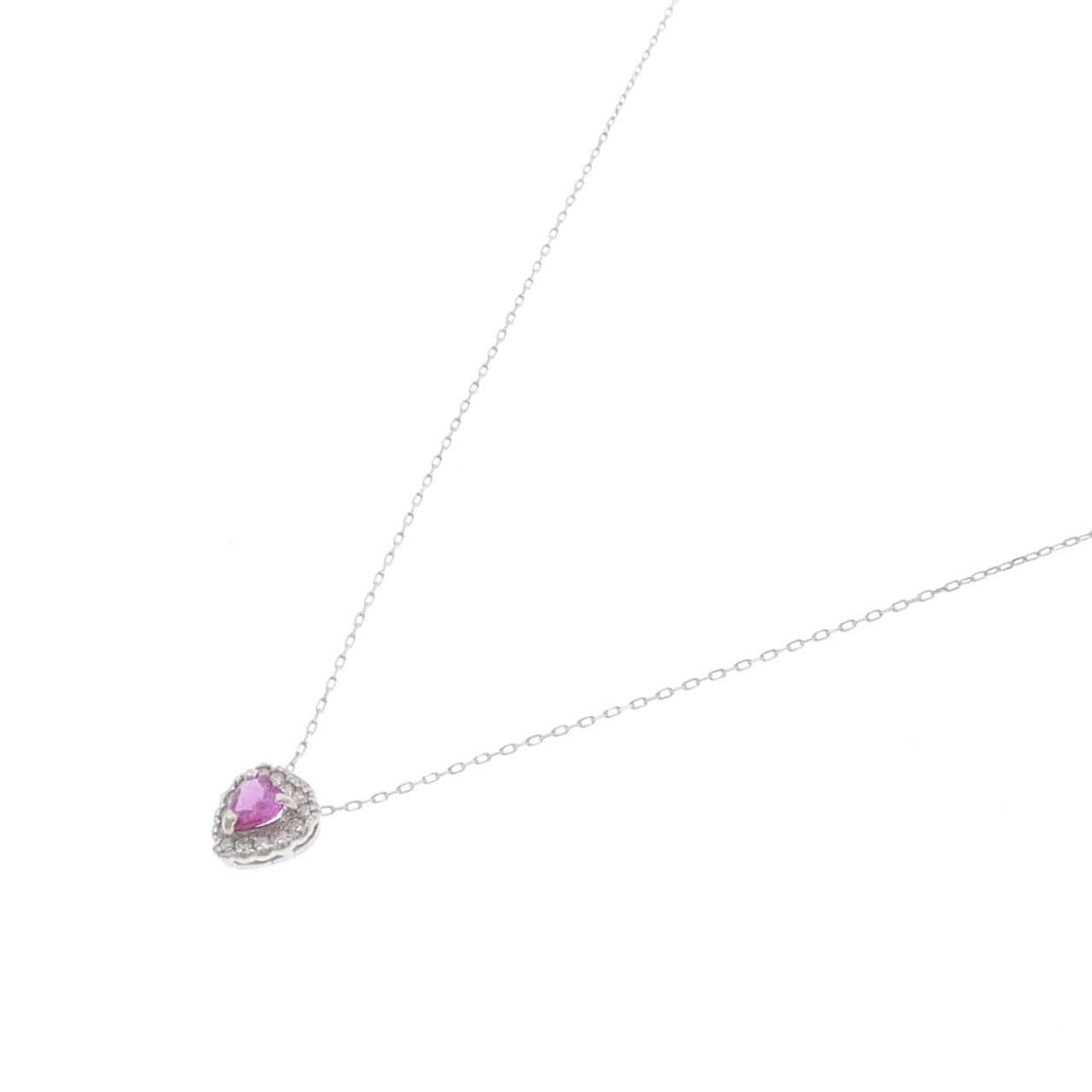 K18WG ハート ルビー ネックレス 0.23CT