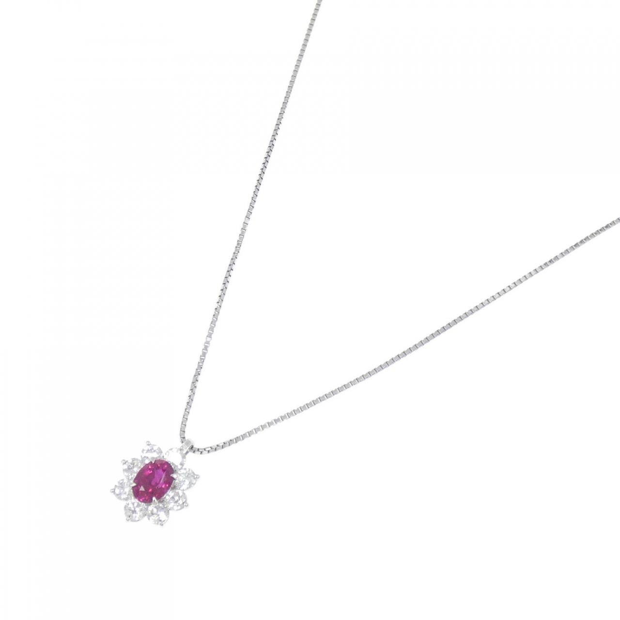 PT900/PT850 ルビー ネックレス 1.31CT ビルマ産