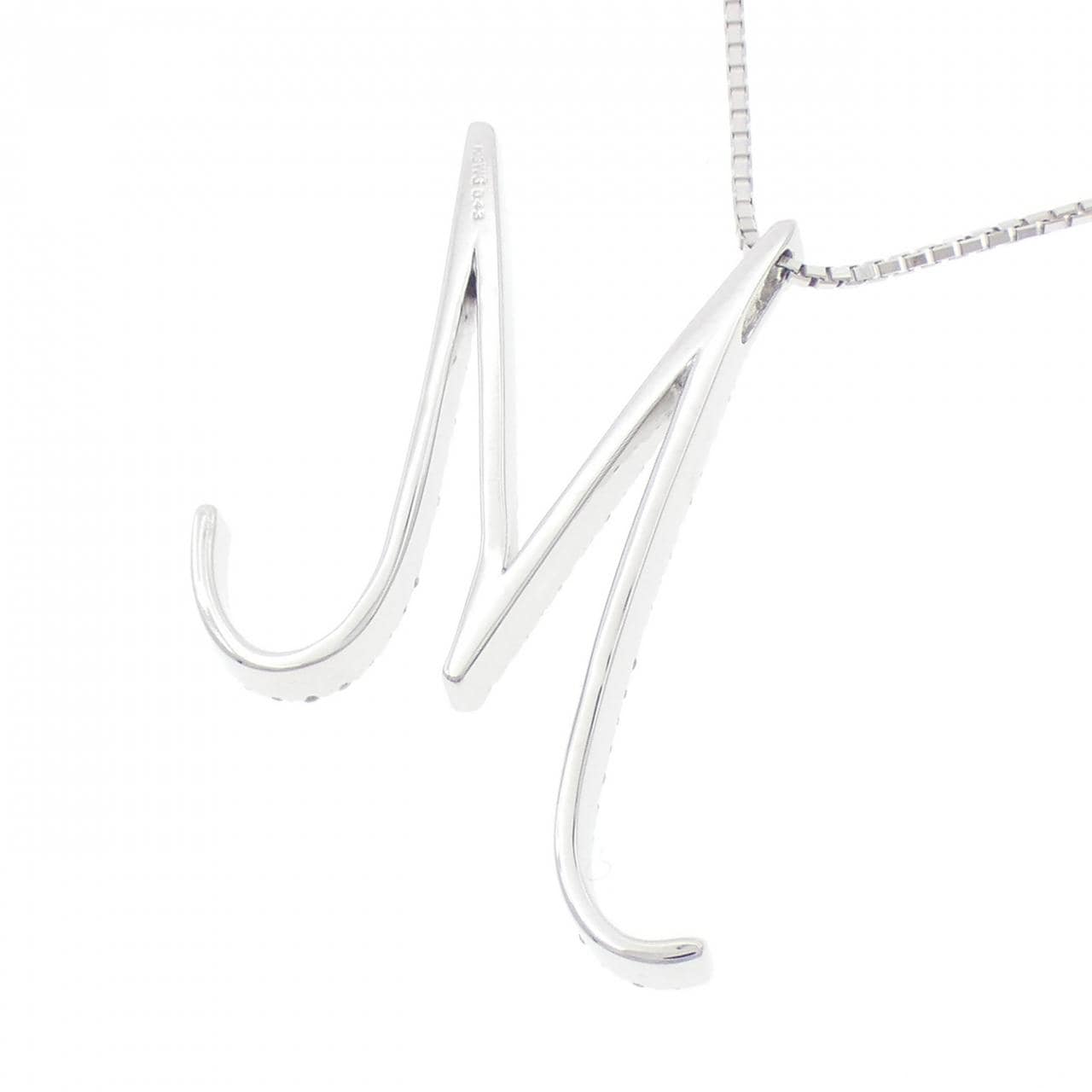 K18WG イニシャルM　ダイヤモンド ネックレス 0.43CT