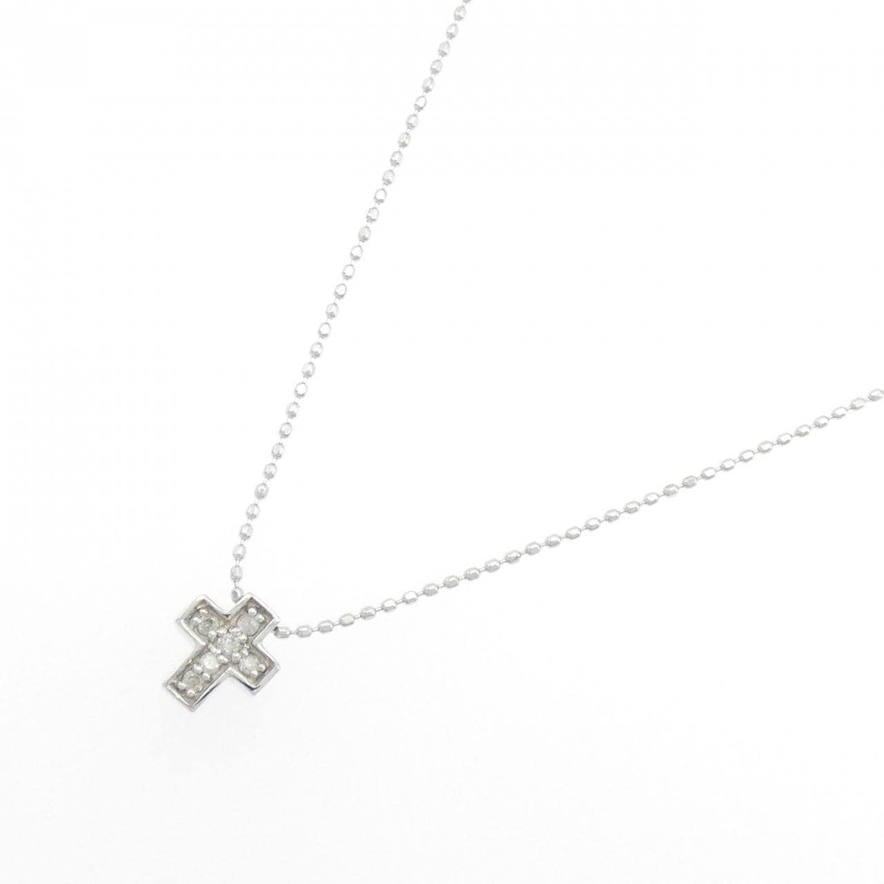 K18WG クロス ダイヤモンド ネックレス 0.05CT