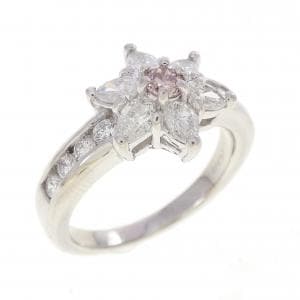 PT900 フラワー ピンクダイヤモンド リング 0.10CT