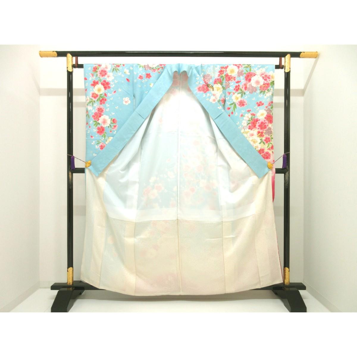 振袖　友禅金彩加工　刺繍入りボカシ染