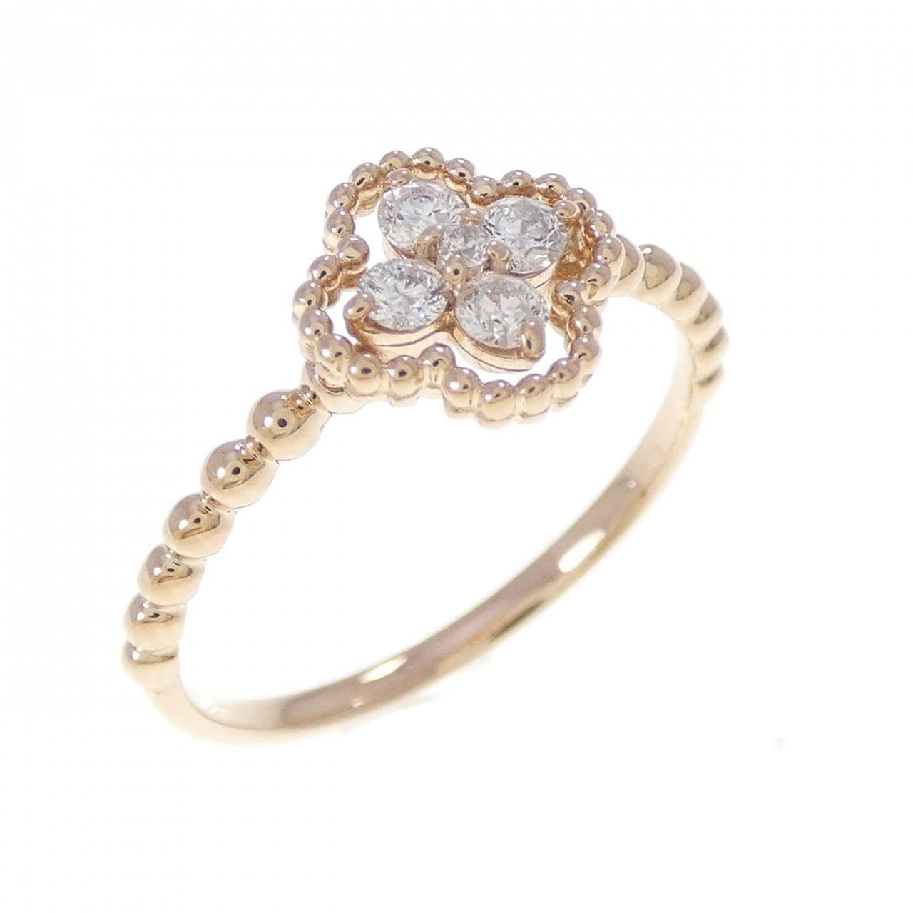 K18PG フラワー ダイヤモンド リング 0.17CT