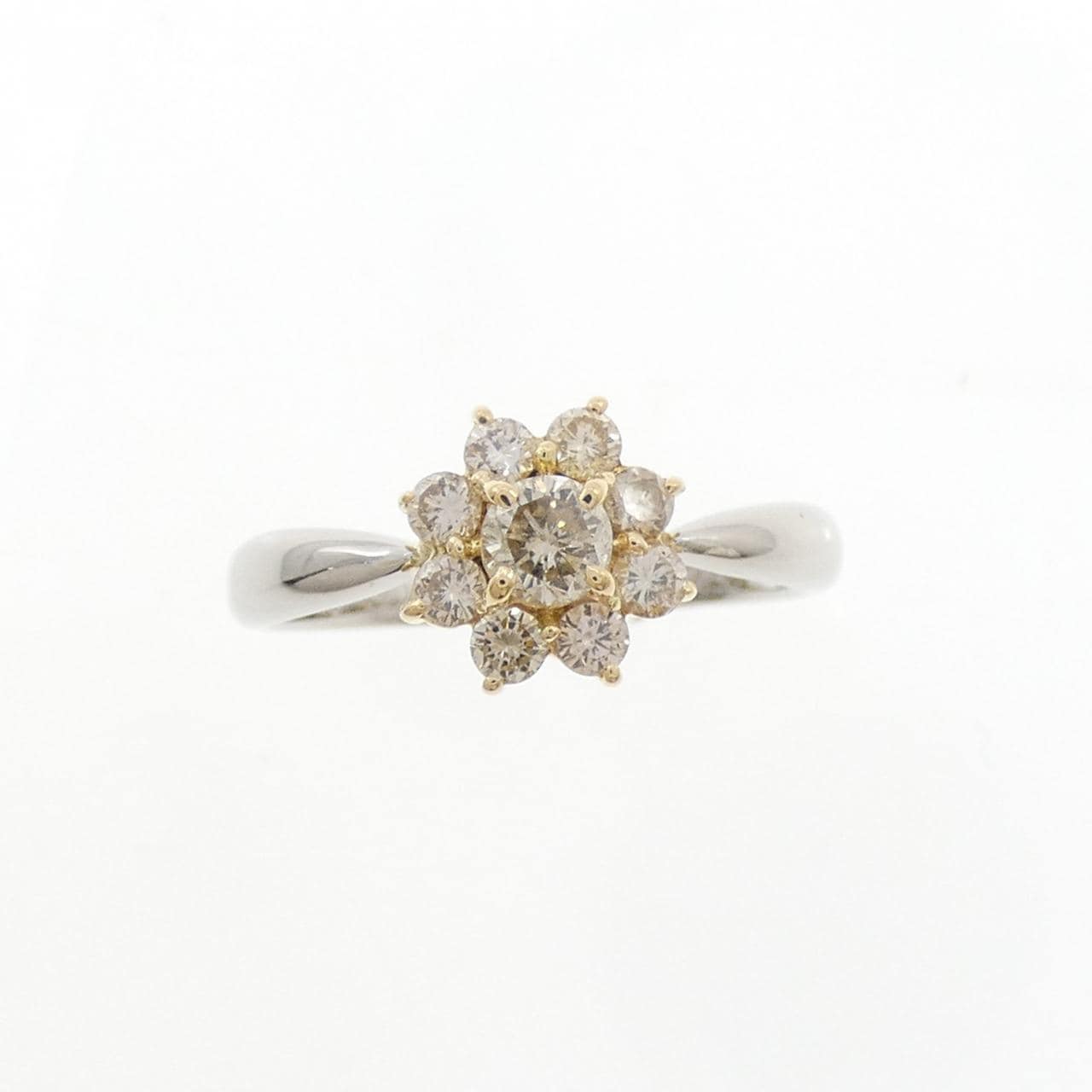 K18YG/PT900 フラワー ダイヤモンド リング 0.50CT