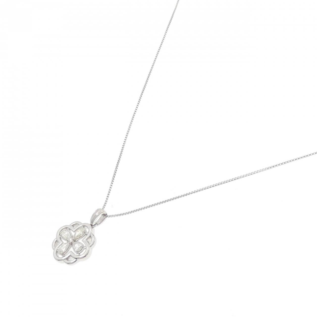 【新品】PT900/PT850 フラワー ダイヤモンド ネックレス 0.22CT