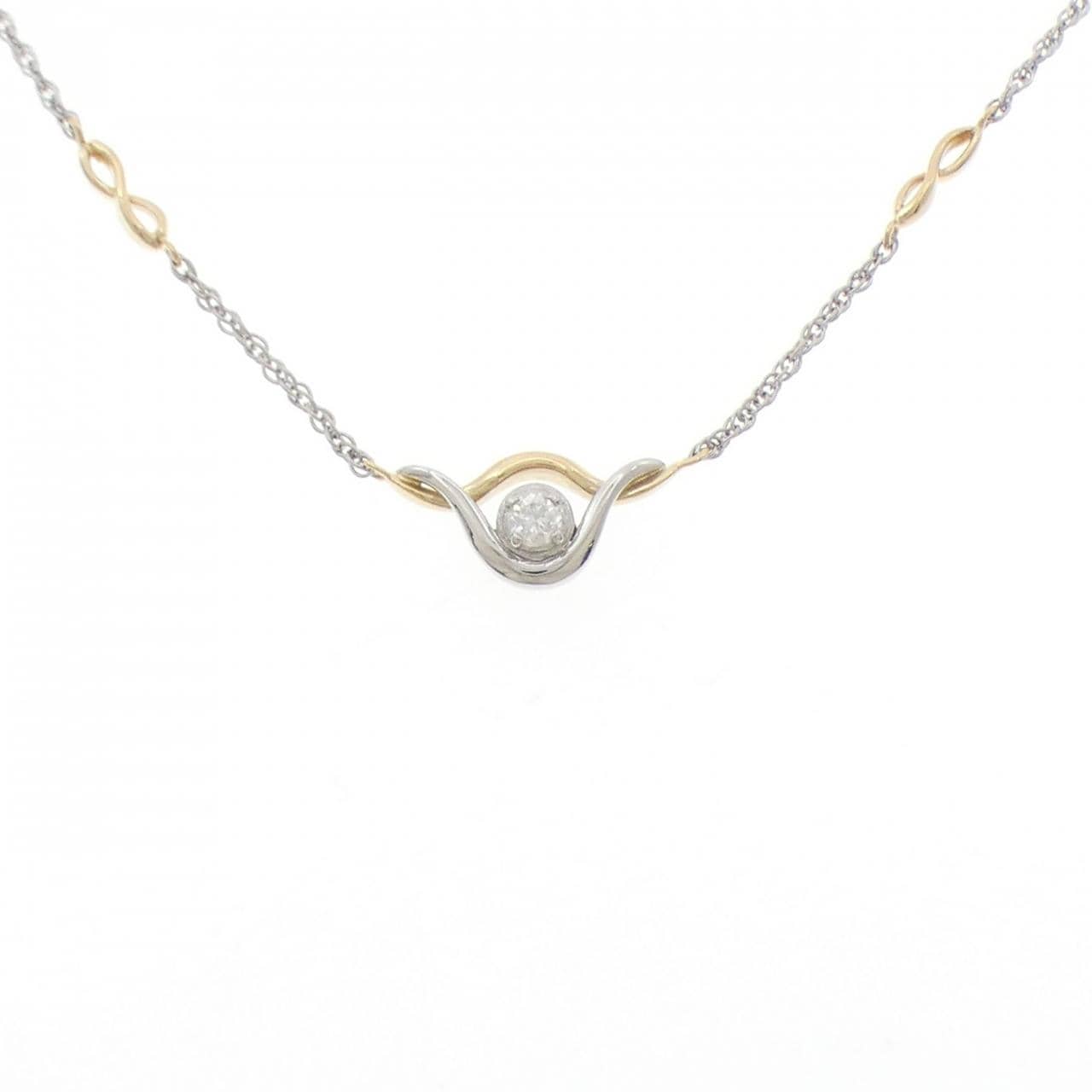 PT900/K18YG/PT850 ダイヤモンド ネックレス 0.14CT
