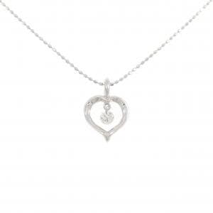 K18WG/750WG ハート ダイヤモンド ネックレス 0.10CT