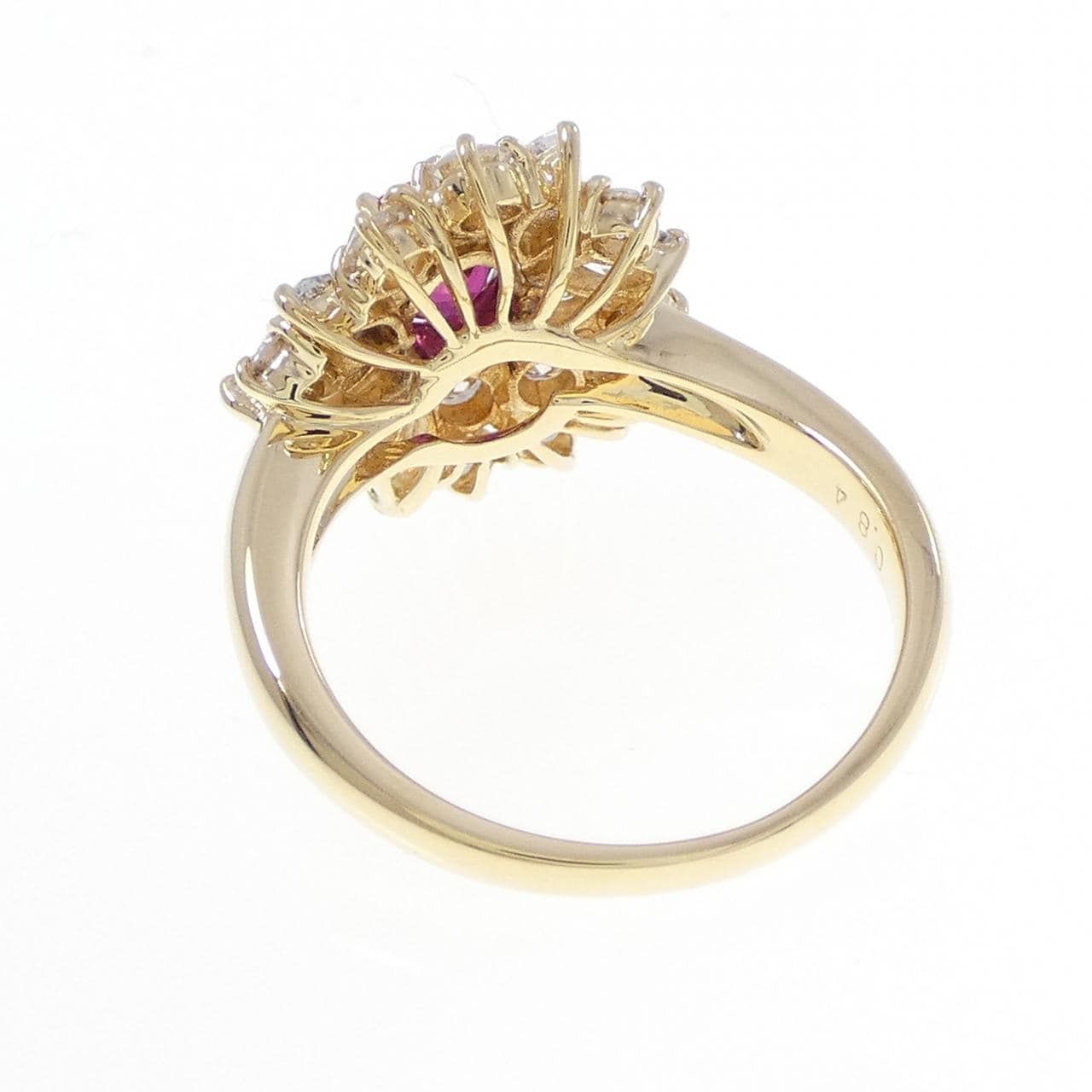 K18YG ルビー リング 0.84CT