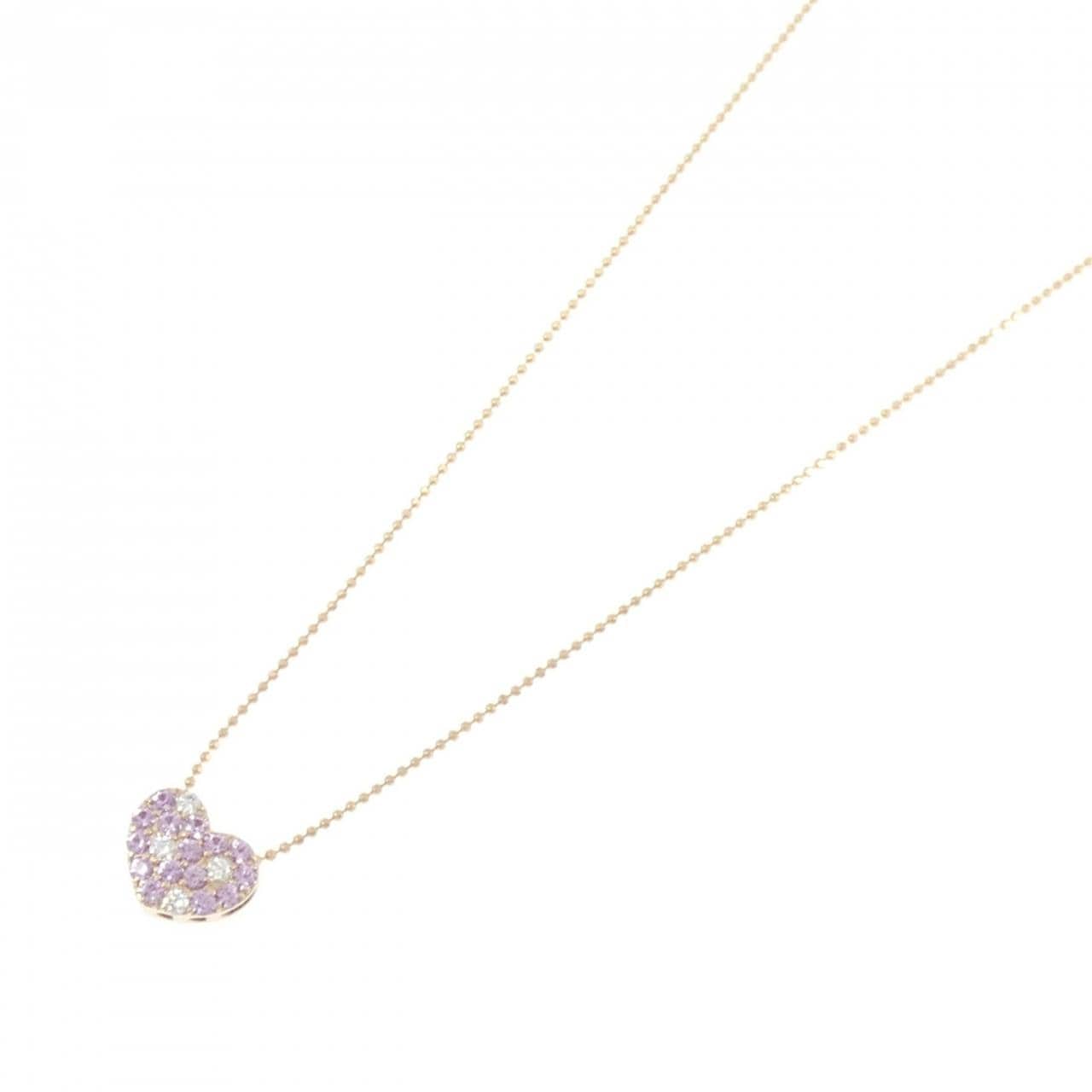 K18PG ハート サファイヤ ネックレス 0.41CT