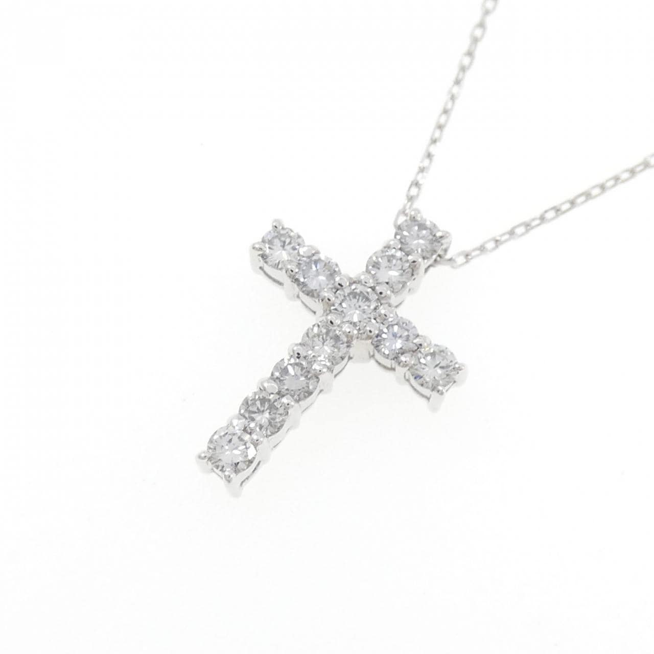 K18WG クロス ダイヤモンド ネックレス 0.435CT