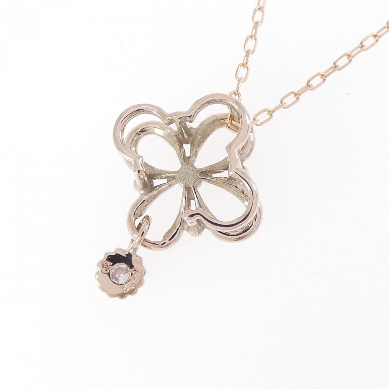 K10PG フラワー ダイヤモンド ネックレス 0.02CT