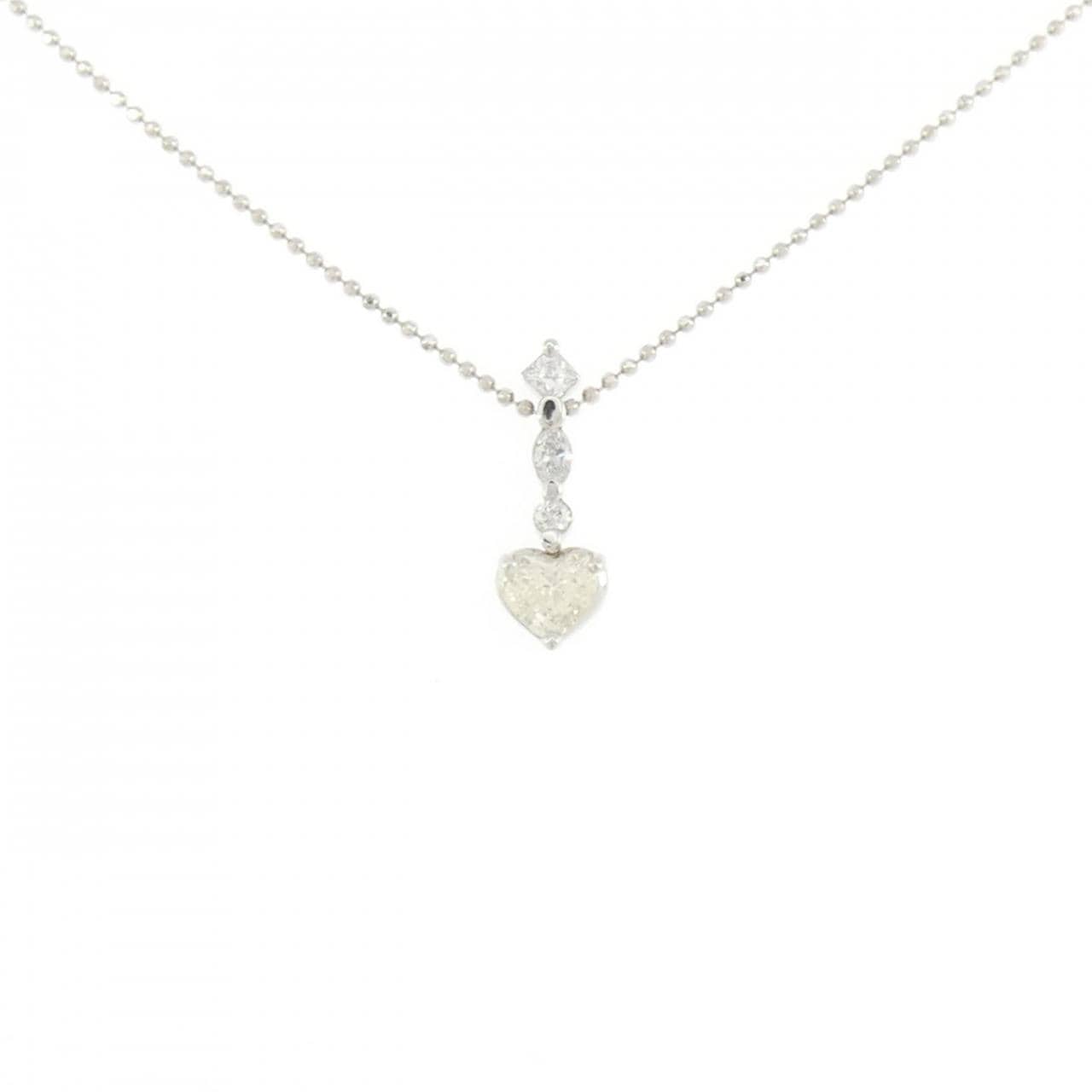 PT900/PT850 ハート ダイヤモンド ネックレス 0.34CT