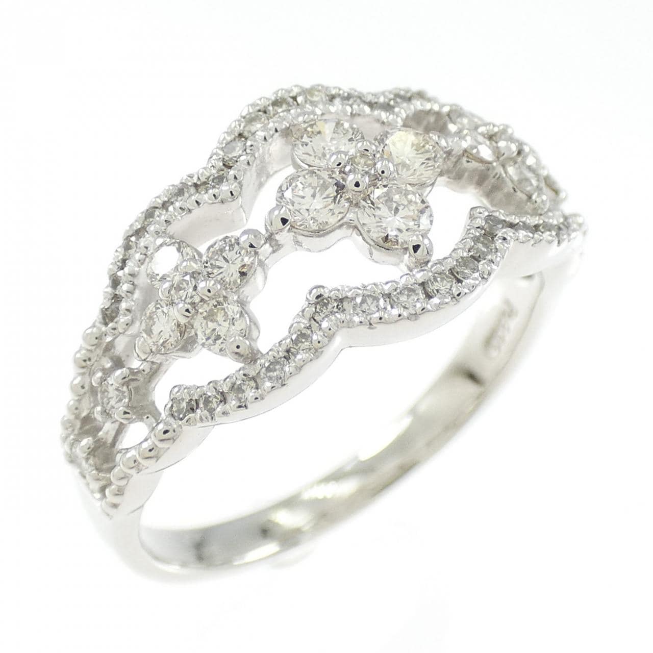 PT900 フラワー ダイヤモンド リング 0.50CT