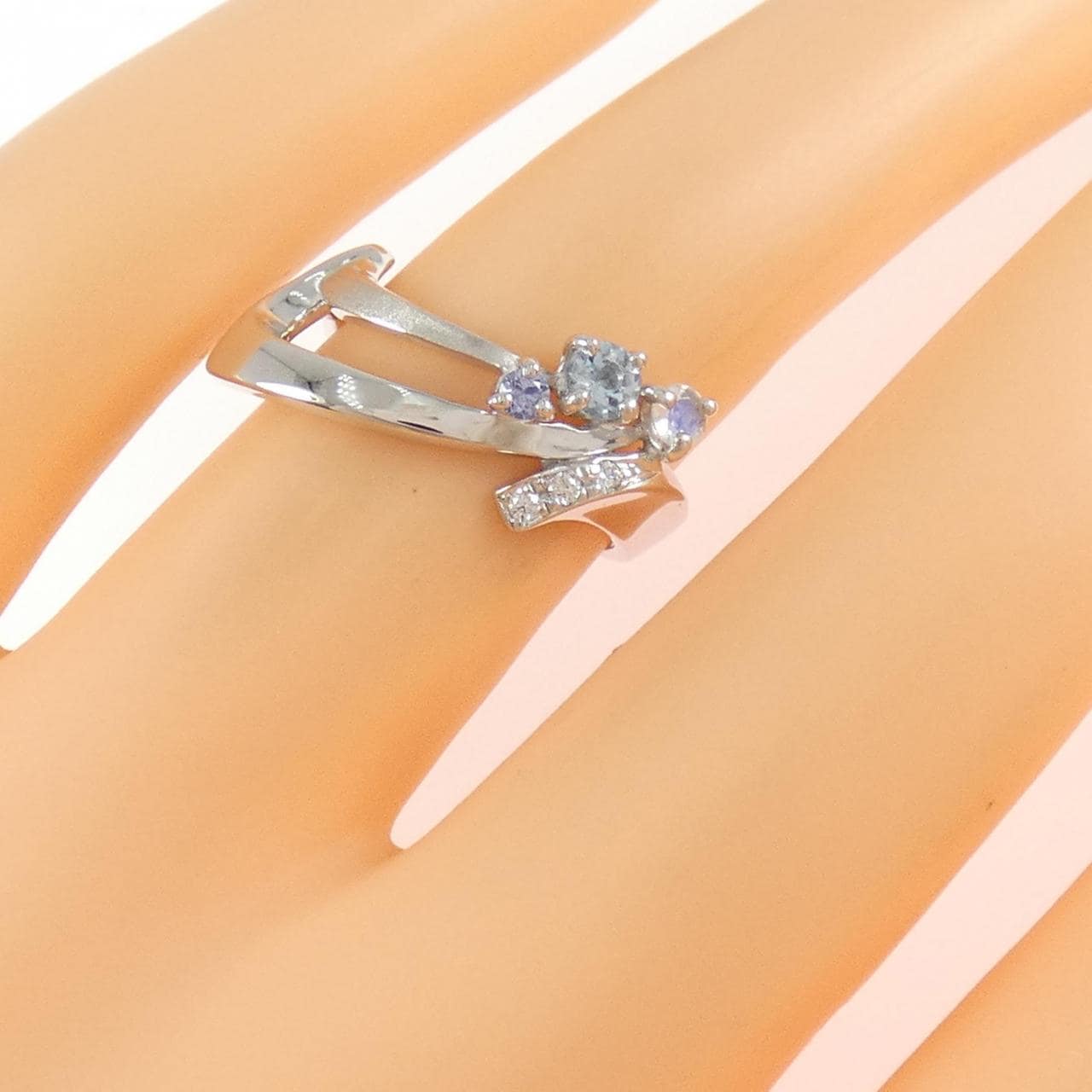 K18WG カラーストーン リング