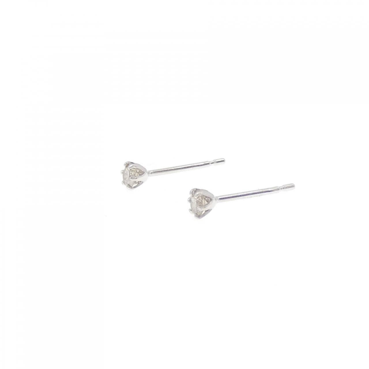 K18WG ソリティア ダイヤモンド ピアス 0.10CT