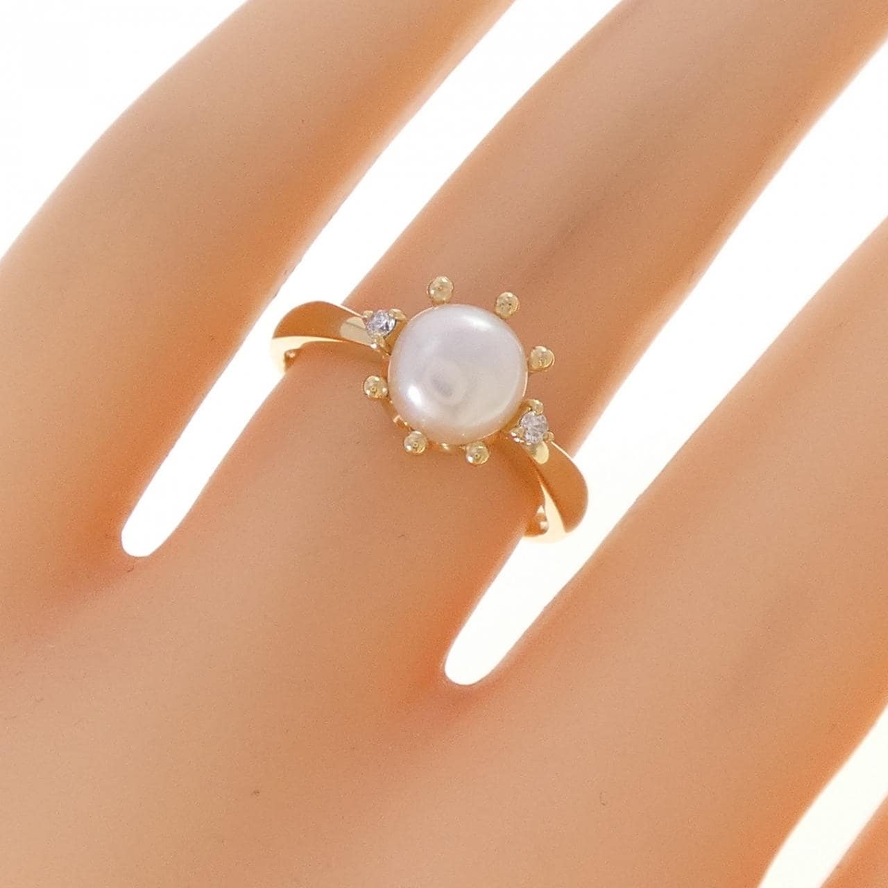 K18YG 淡水パール リング