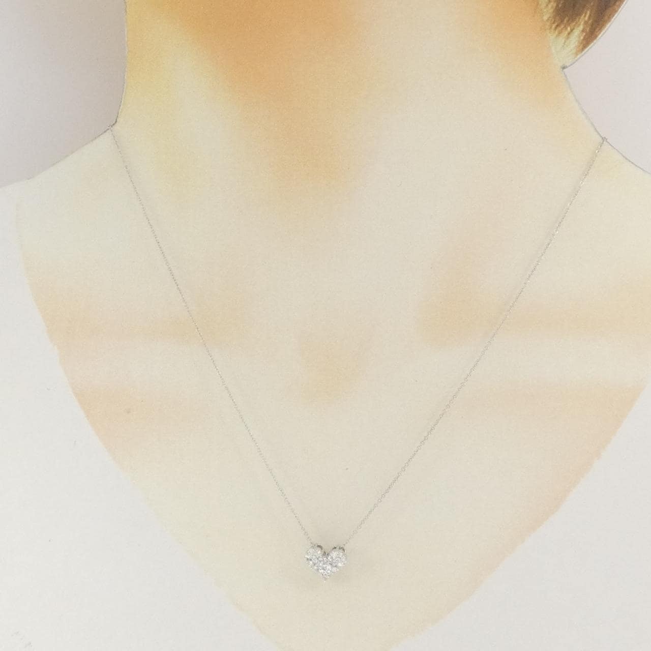 K18WG ハート ダイヤモンド ネックレス 0.25CT