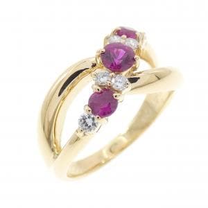 K18YG ルビー リング 0.41CT