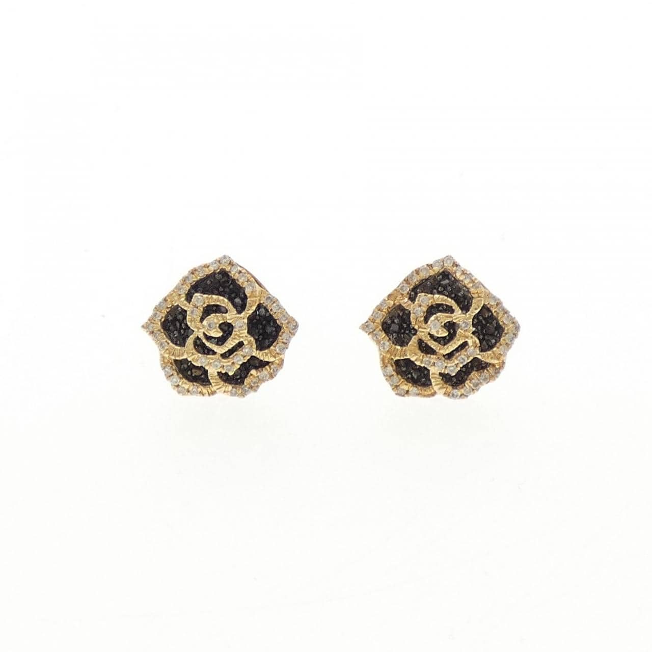 K18YG/K18BG ローズ ダイヤモンド ピアス 0.50CT