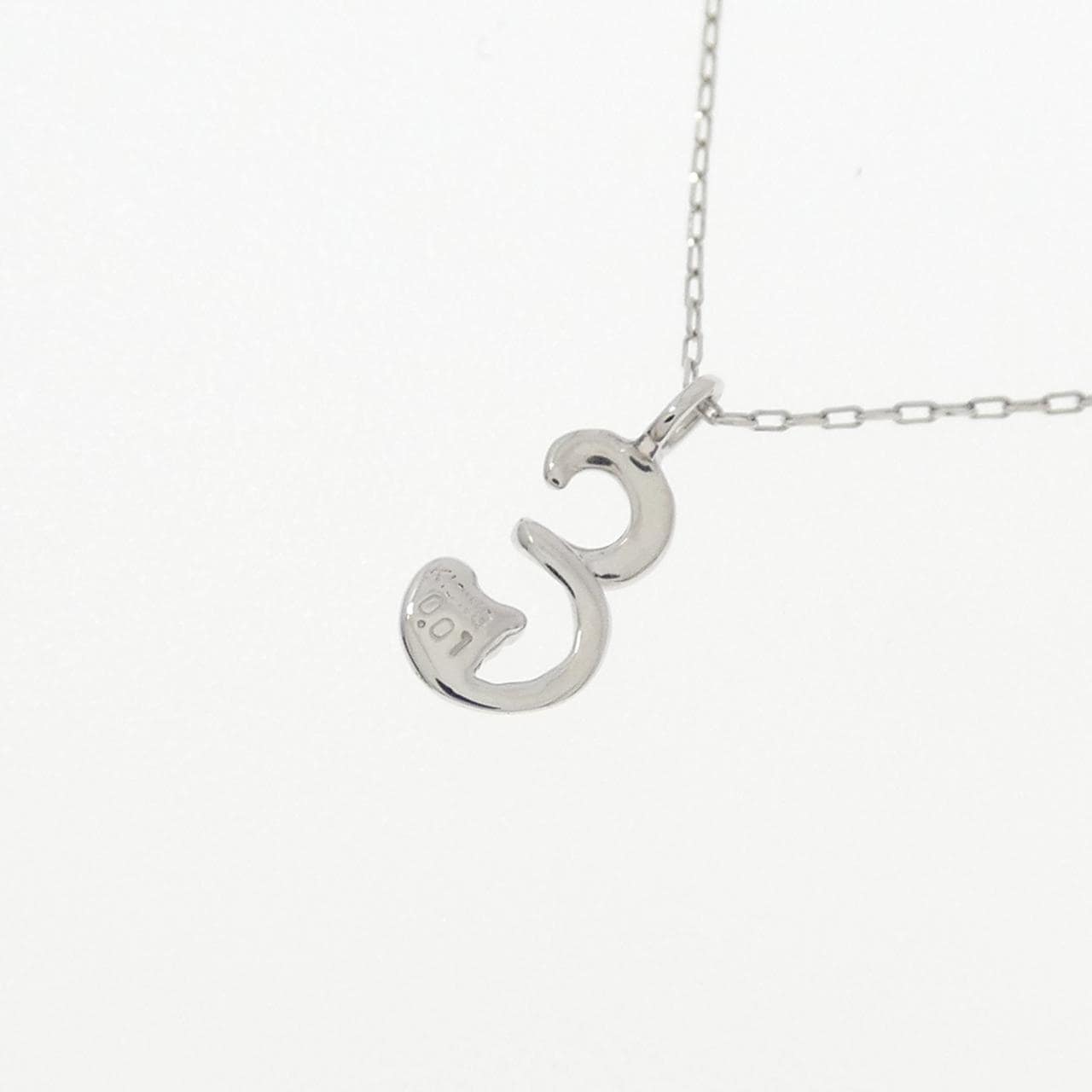 K10WG イニシャルE ダイヤモンド ネックレス 0.01CT