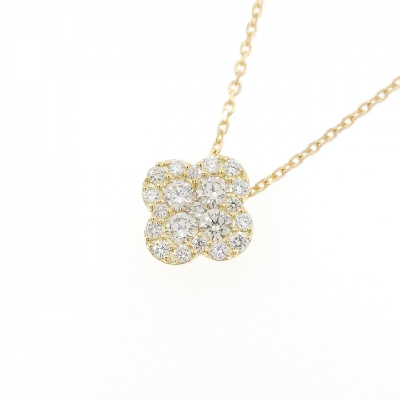 K18YG フラワー ダイヤモンド ネックレス 0.23CT