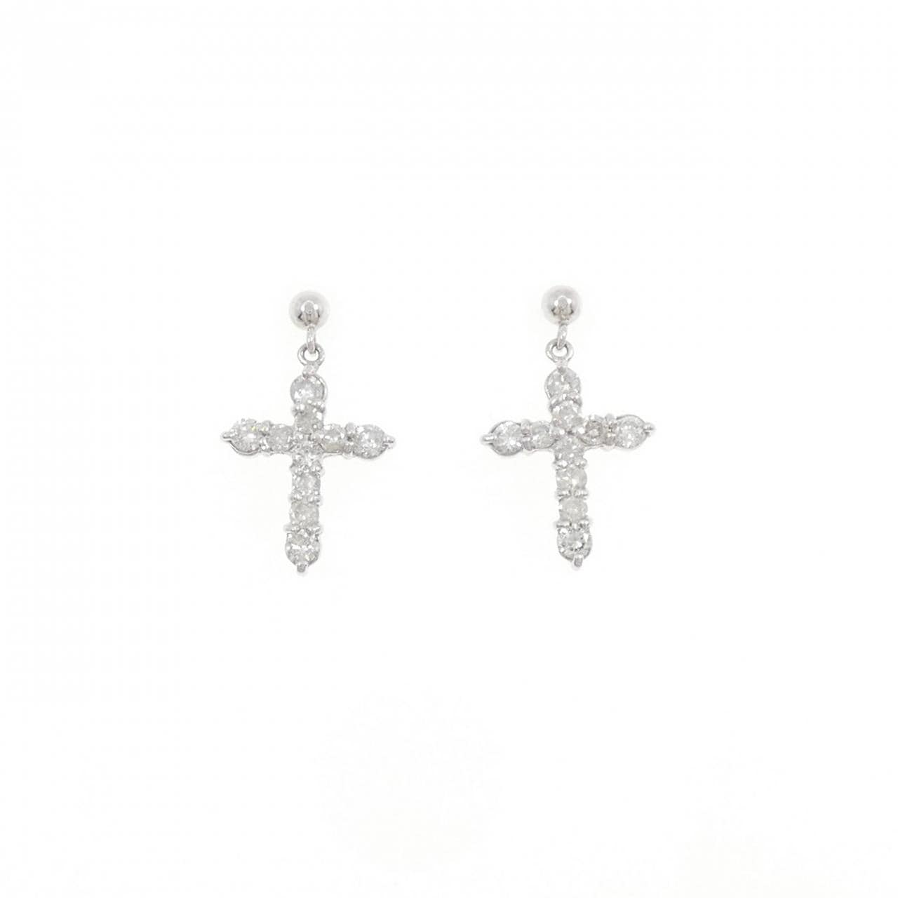 PT900 クロス ダイヤモンド ピアス 0.50CT