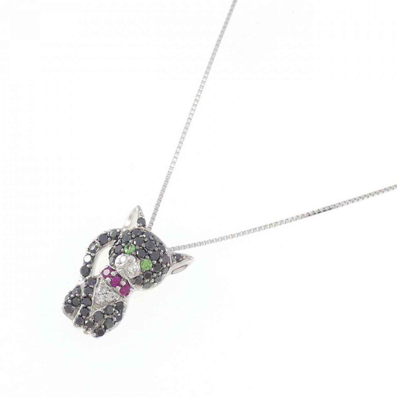 K18WG/K18BG Cat Color Stone Necklace