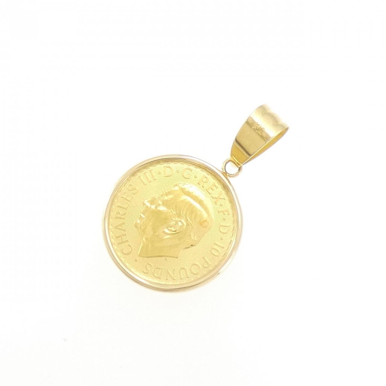 [新品] K18YG（框架）硬币吊坠