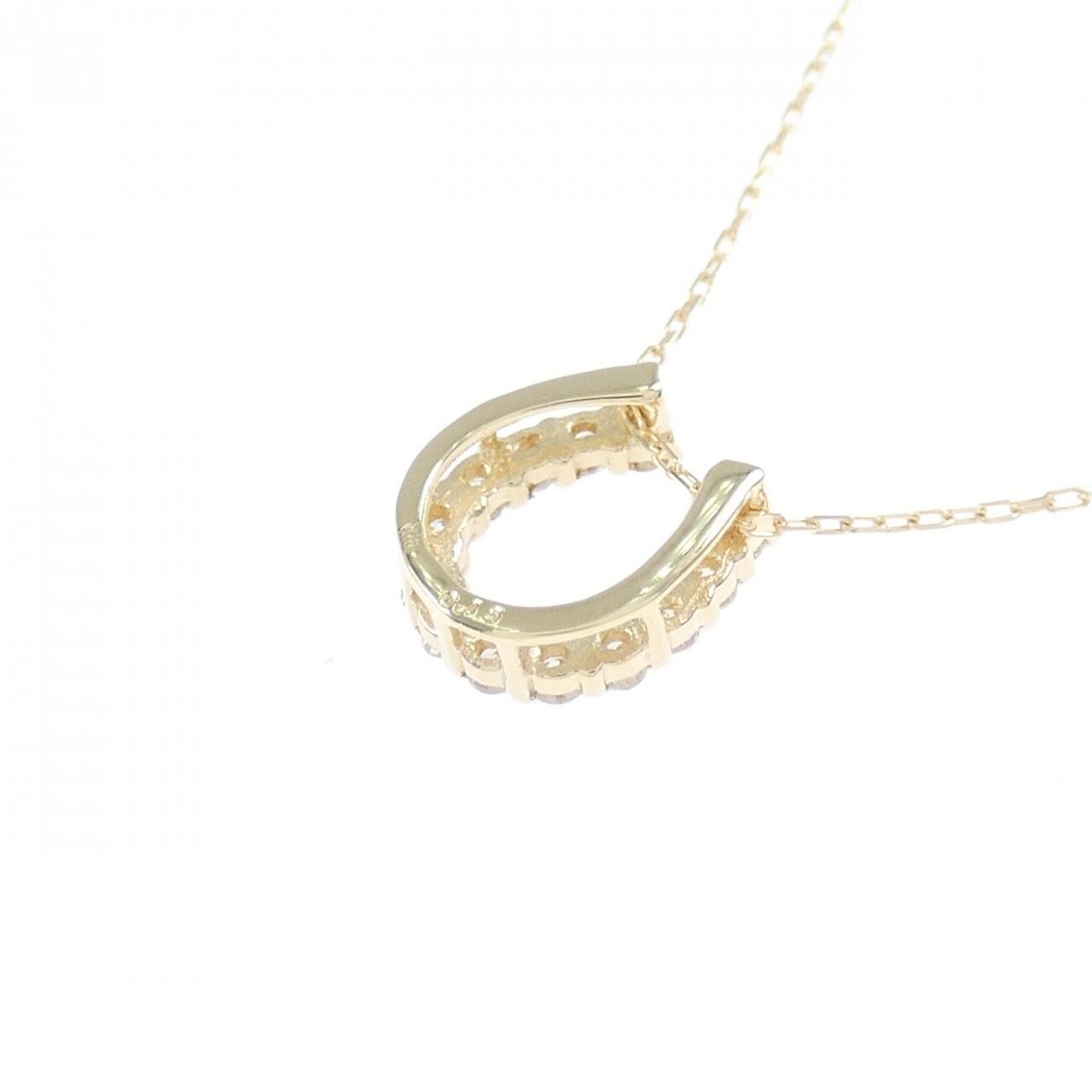 【新品】K18YG ホースシュー ダイヤモンド ネックレス 0.15CT