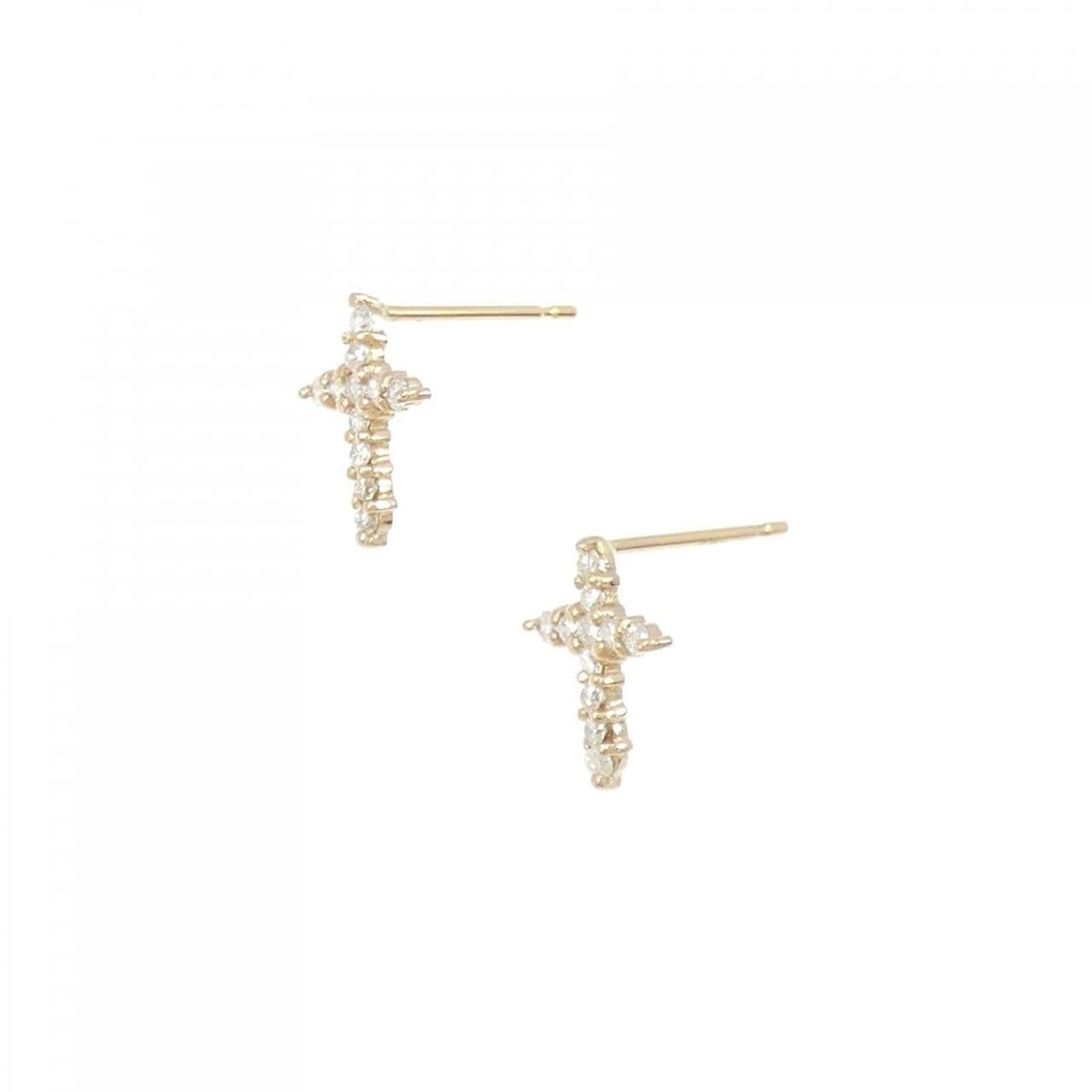 K18YG cross Diamond earrings 0.20CT