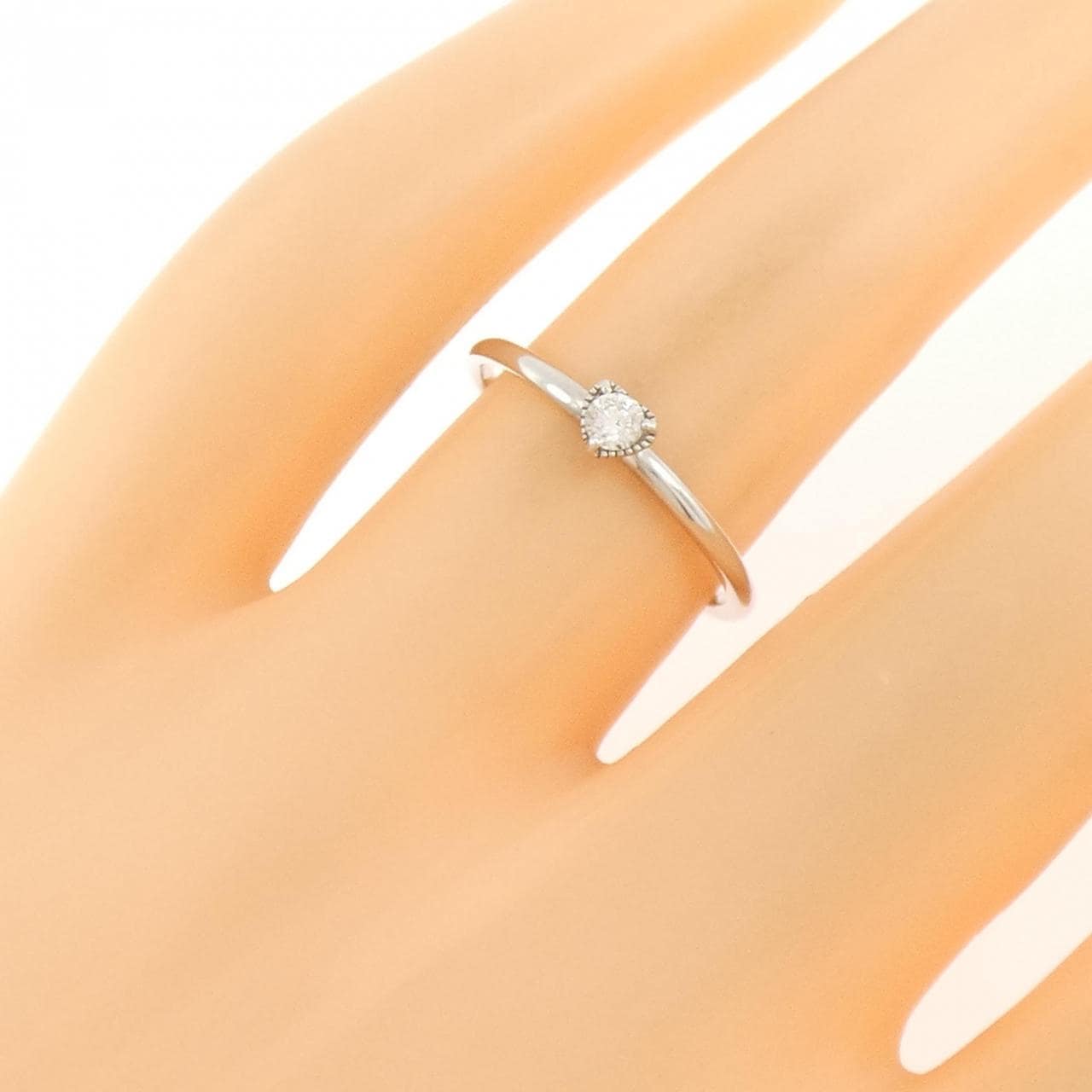 K18WG ハート ダイヤモンド リング 0.07CT