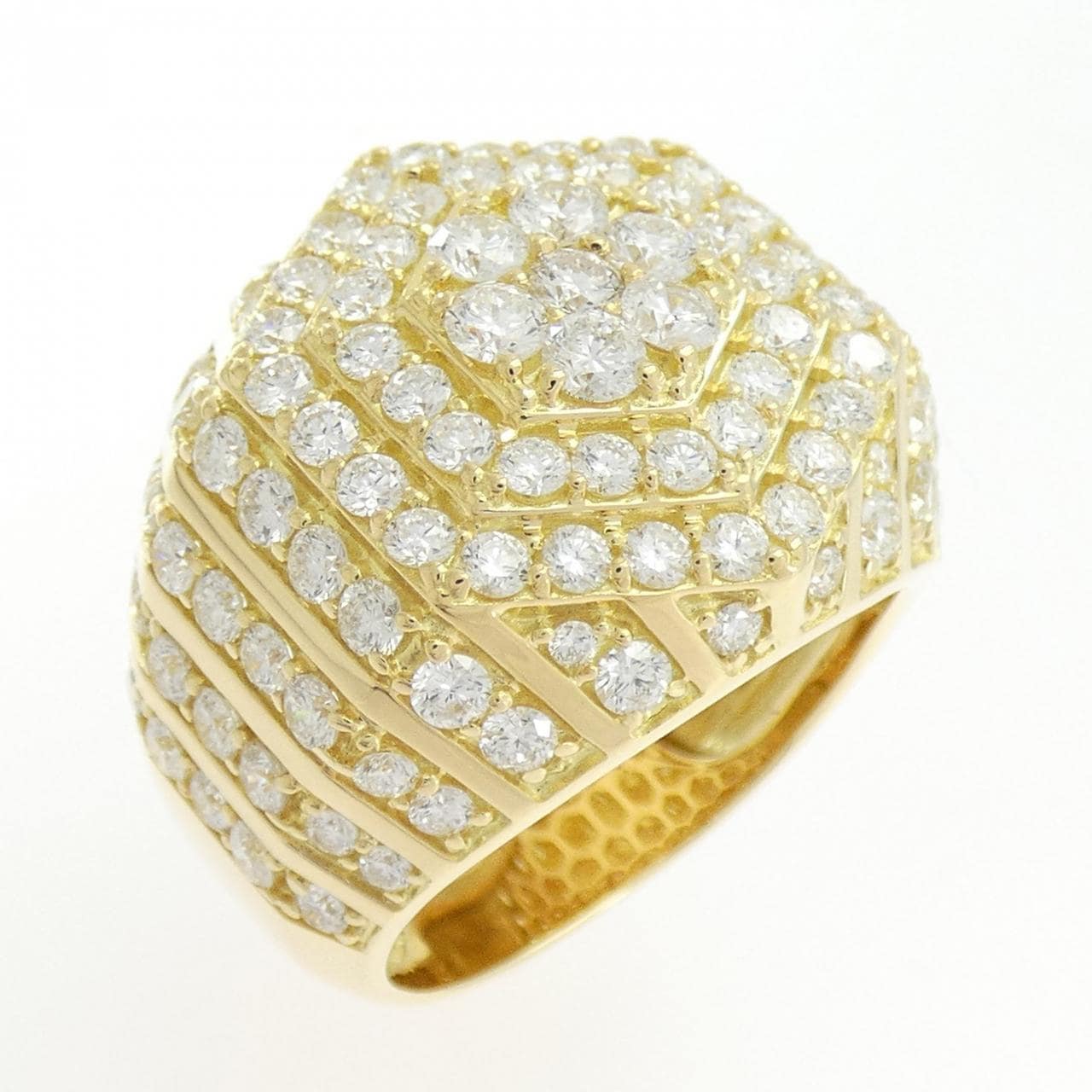K18YG フラワー ダイヤモンド リング 3.33CT