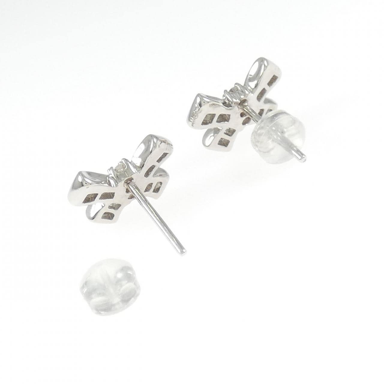 K18WG リボン ダイヤモンド ピアス 0.54CT
