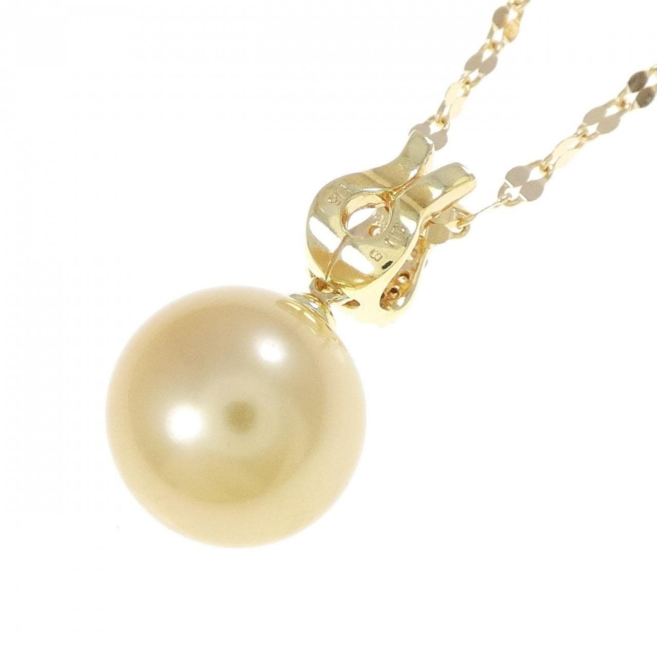 K18YG 白蝶パール ネックレス 10.6mm