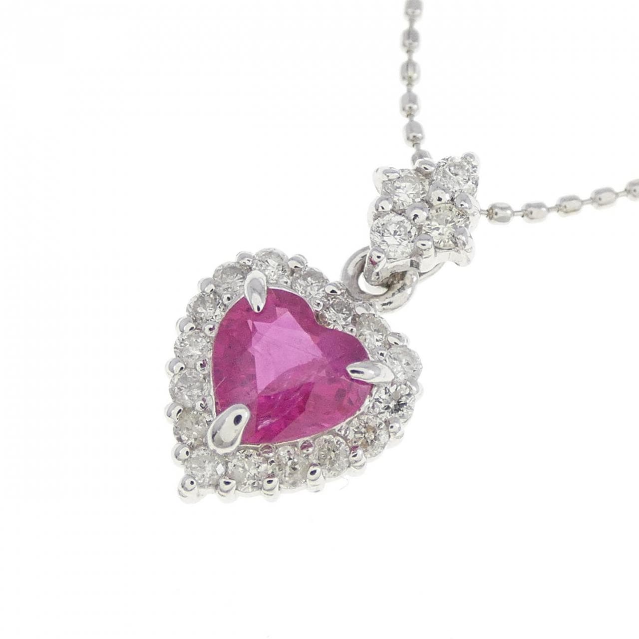 K18WG Heart Ruby Necklace 0.41CT
