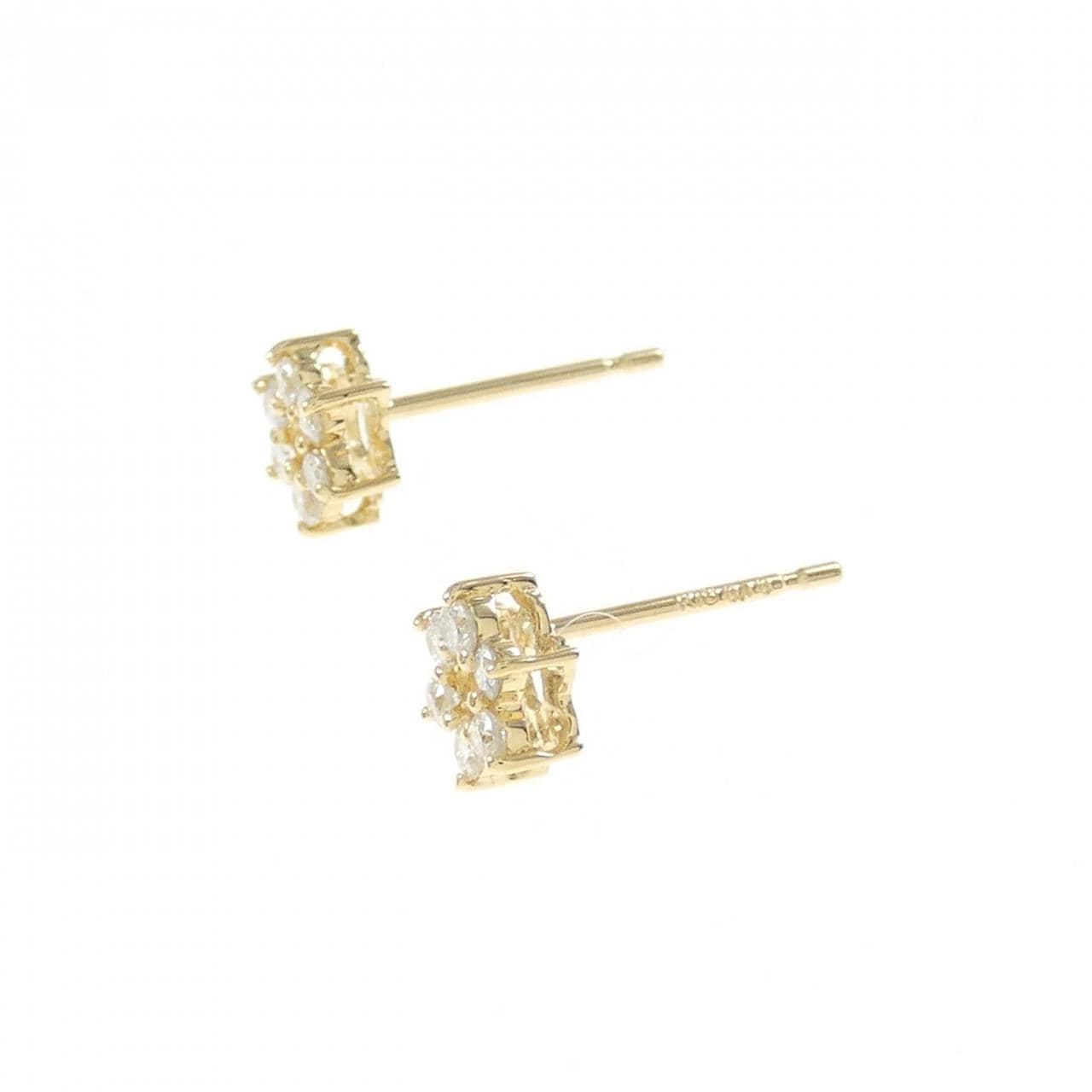 [Remake] K18YG flower Diamond earrings 0.20CT