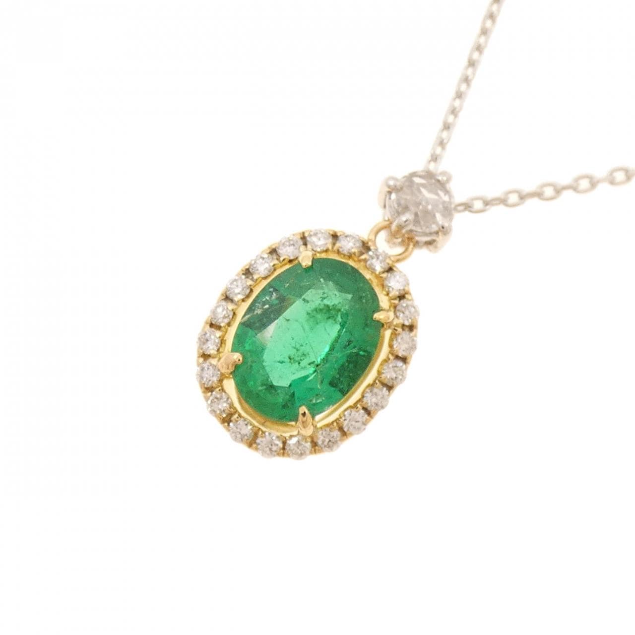 K18YG/K18WG エメラルド ネックレス 1.01CT
