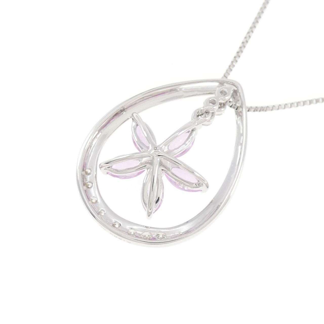 K18WG フラワー サファイヤ ネックレス 0.50CT