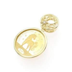 K18YG(枠) ダイヤモンド コイン ペンダント 0.01CT