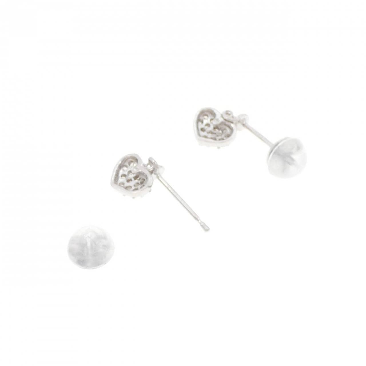 K14WG ハート ダイヤモンド ピアス 0.12CT