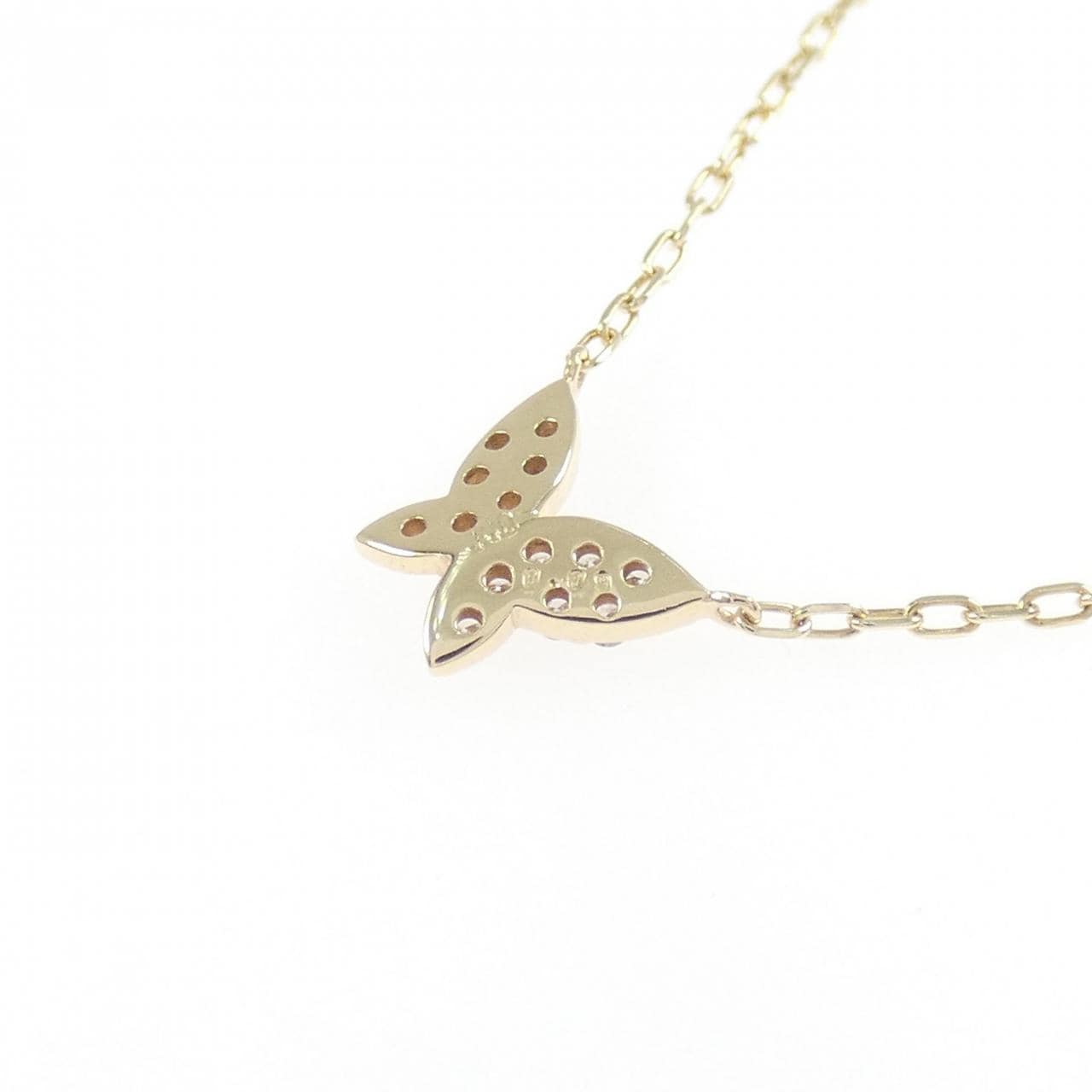 K10YG バタフライ ダイヤモンド ネックレス 0.09CT