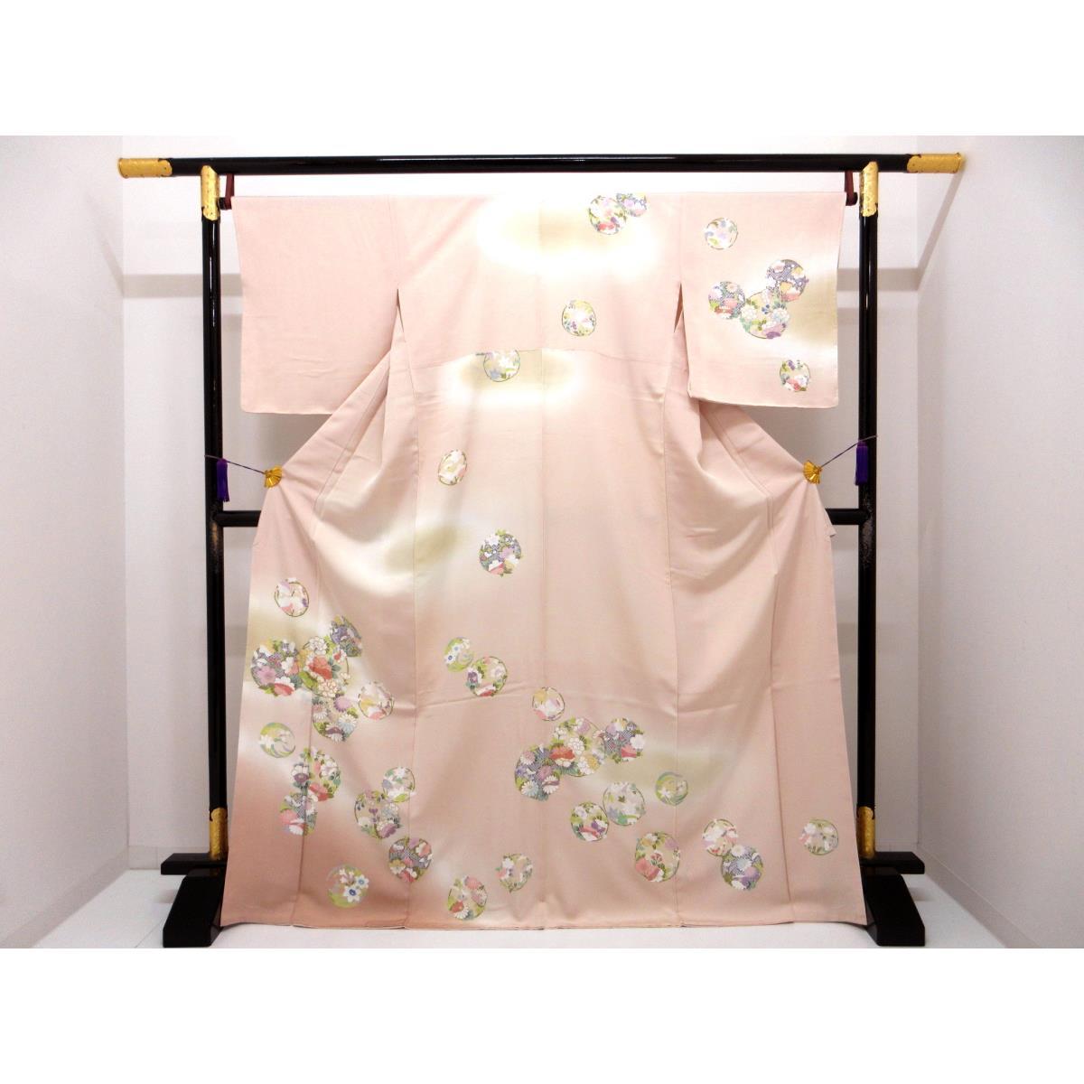 【未使用品】訪問着　友禅金彩加工　刺繍入りボカシ染