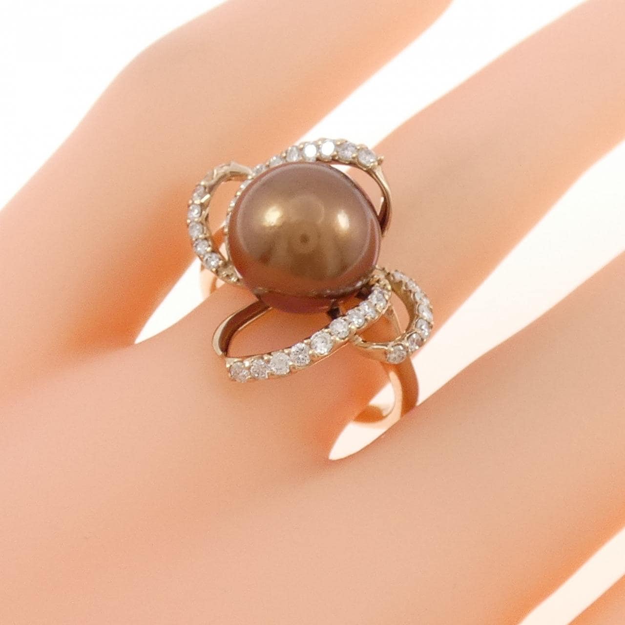 K18PG 黒蝶パール リング 10.4mm