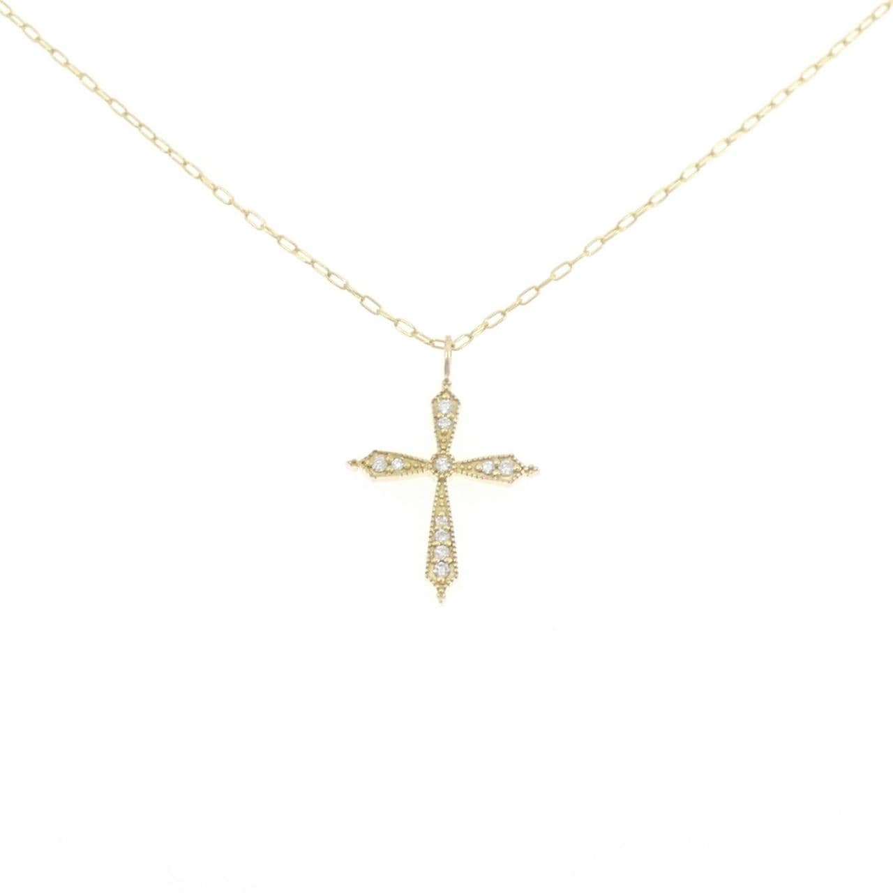 K18YG クロス ダイヤモンド ネックレス